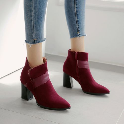 Women Suede High Heels Short Boots