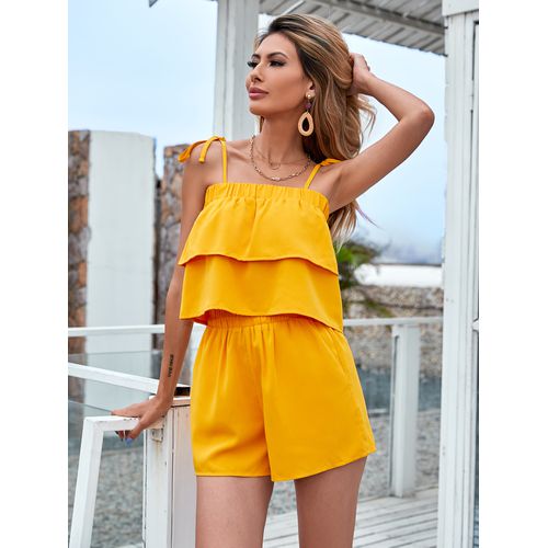 Womens Suit Straps Tops Wide Leg Pants