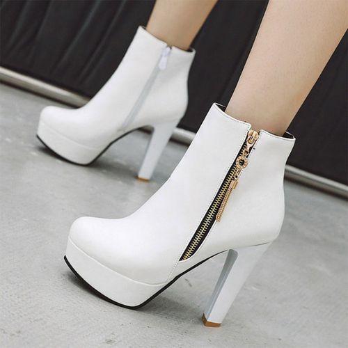 Women's Zippers High Heels Platform Short Boots