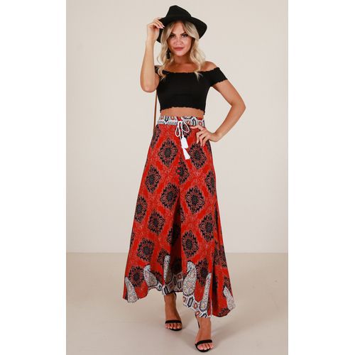 Fashion Printed Cross-tied Long Women Skirts