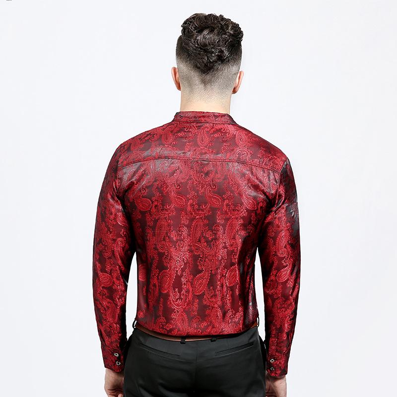 Men's Shiny Night Club Fashion Specialty Shades Printing Casual Turndown Long Sleeves Shirts