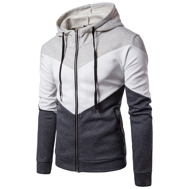 Men's Color Blocking Hooded Cardigan Long Sleeve Sweaters