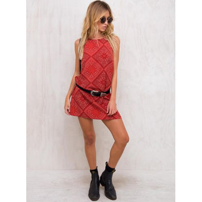 Fashion Totem Plaid Shoulder Lace-up Halter Pencil Hot Holiday Women's Dresses