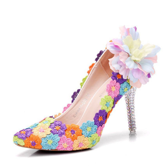 Women Flora Rhinestone Stiletto Heel Pumps Wedding Shoes