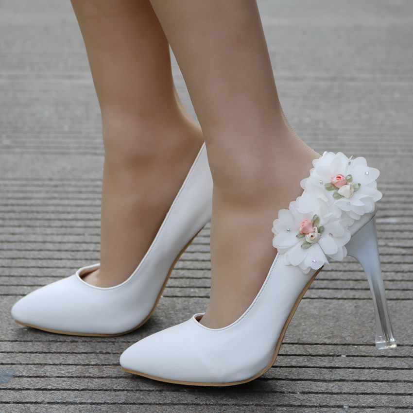 Women Crystal Pointed Toe Flora Stiletto Heel Wedding Pumps