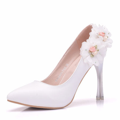 Women Crystal Pointed Toe Flora Stiletto Heel Wedding Pumps