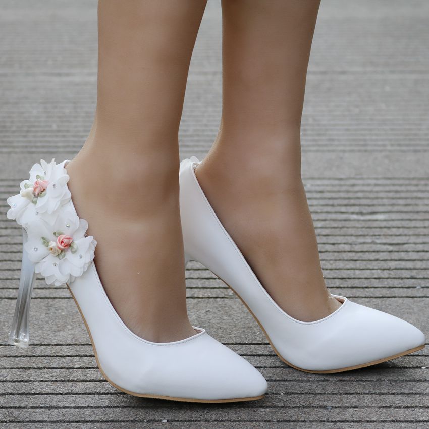 Women Crystal Pointed Toe Flora Stiletto Heel Wedding Pumps