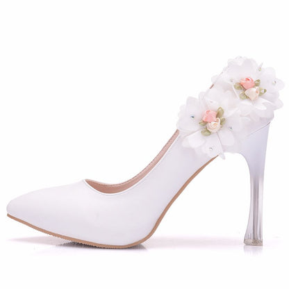 Women Crystal Pointed Toe Flora Stiletto Heel Wedding Pumps