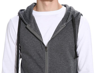 Men's Hooded Zipper Pocket Sweater Vest Blazer Vest