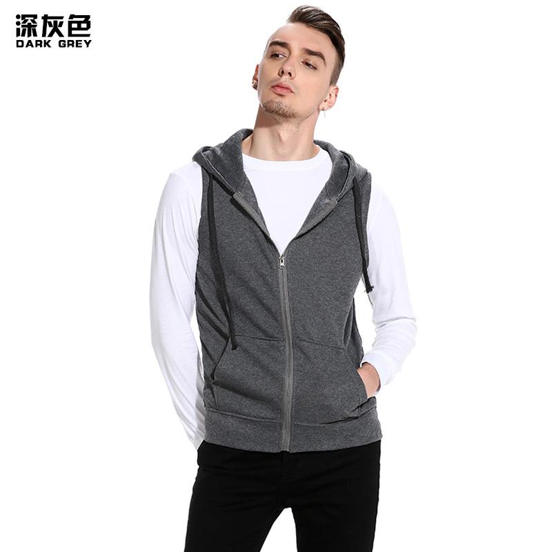 Men's Hooded Zipper Pocket Sweater Vest Blazer Vest