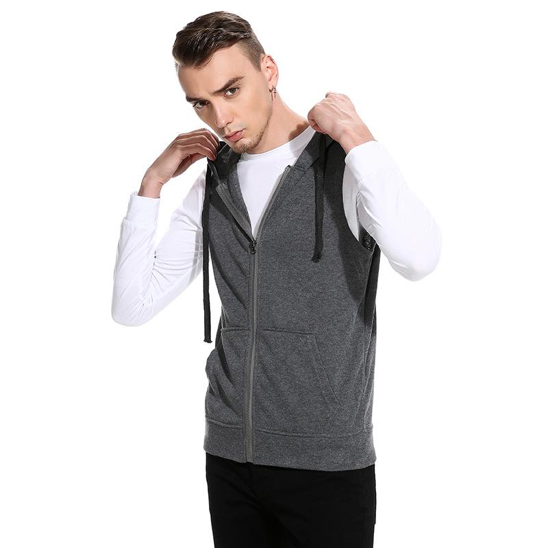 Men's Hooded Zipper Pocket Sweater Vest Blazer Vest