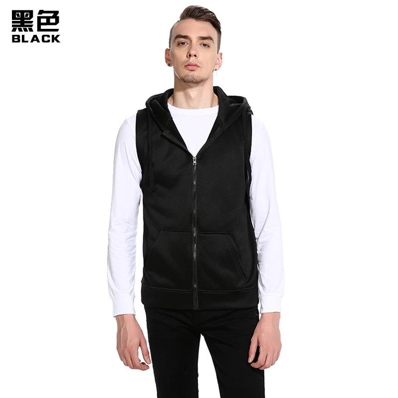 Men's Hooded Zipper Pocket Sweater Vest Blazer Vest