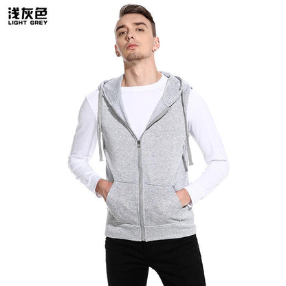 Men's Hooded Zipper Pocket Sweater Vest Blazer Vest