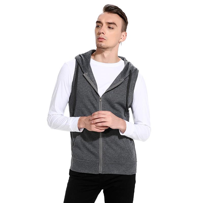 Men's Hooded Zipper Pocket Sweater Vest Blazer Vest