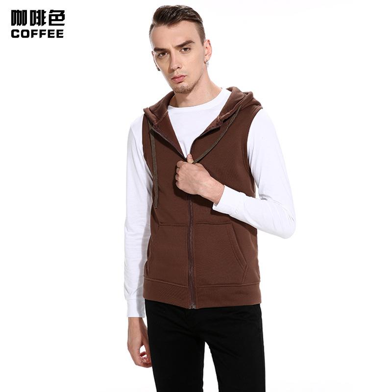 Men's Hooded Zipper Pocket Sweater Vest Blazer Vest