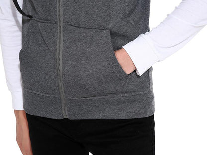 Men's Hooded Zipper Pocket Sweater Vest Blazer Vest