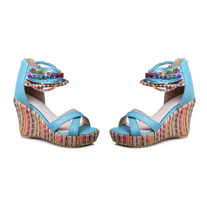 Women's Bohemian Style Beaded Wedges Sandals