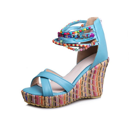 Women's Bohemian Style Beaded Wedges Sandals