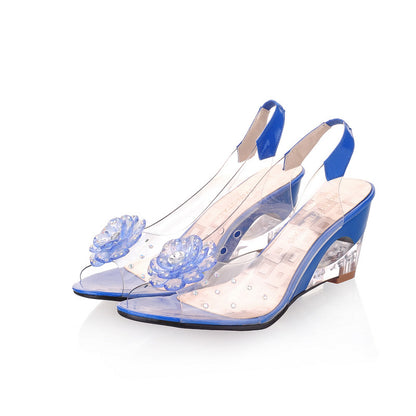 Women's Korean Fish Mouth Flower Wedge Sandals