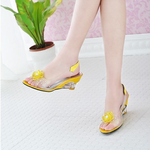 Crystal Flower Fish Mouth Rhinestone Sandals Women's Shoes