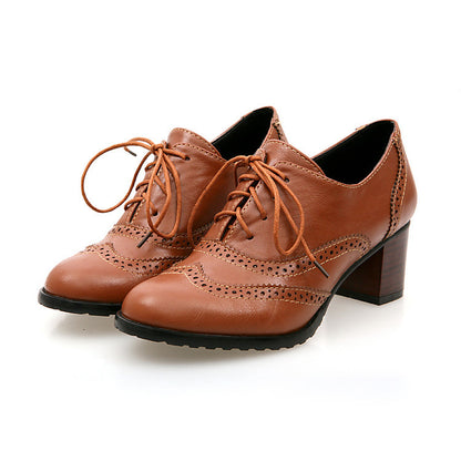 Lace Up Oxford Women Chunky Heels Shoes