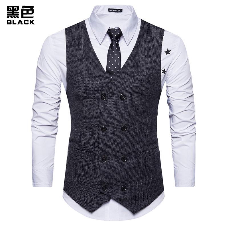 Men's Woollen Double Breasted Tough Guy Suit Retro Vest