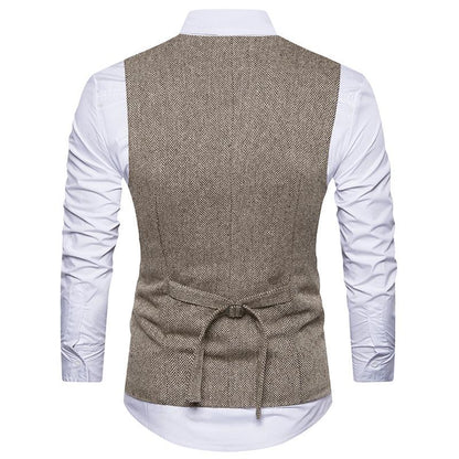 Men's Woollen Double Breasted Tough Guy Suit Retro Vest