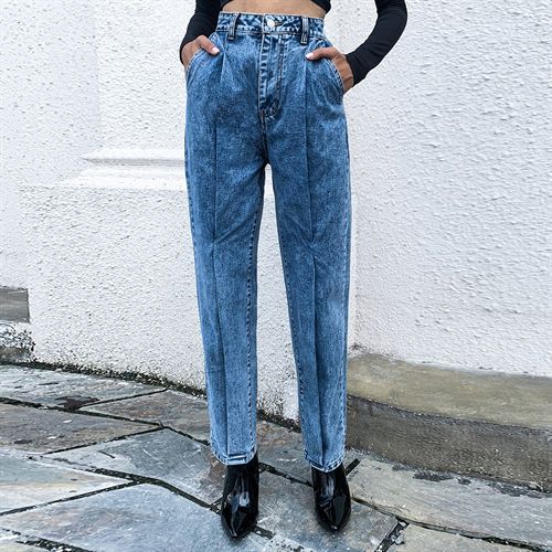 Ins Fashion Daily Loose Denim Pecile Long Women Jeans