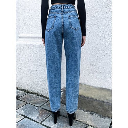 Ins Fashion Daily Loose Denim Pecile Long Women Jeans