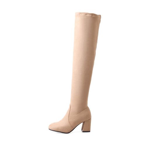 Women Zipper High Heel Thigh High Boots