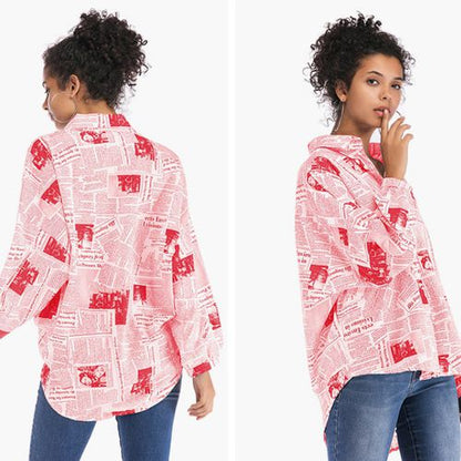 Medium-length Print Casual Spring Loose Show Thin Women Blouses