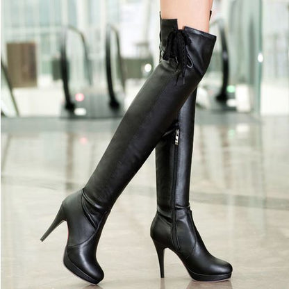 Women Platform High Heels Thigh High Boots