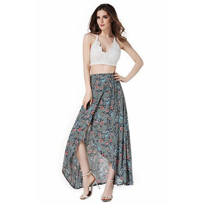 Slit High Waist Cotton Long Daily Cross-tied Women Skirts