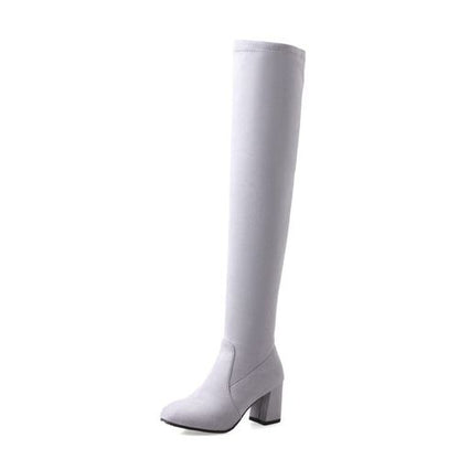 Women Zipper High Heel Thigh High Boots