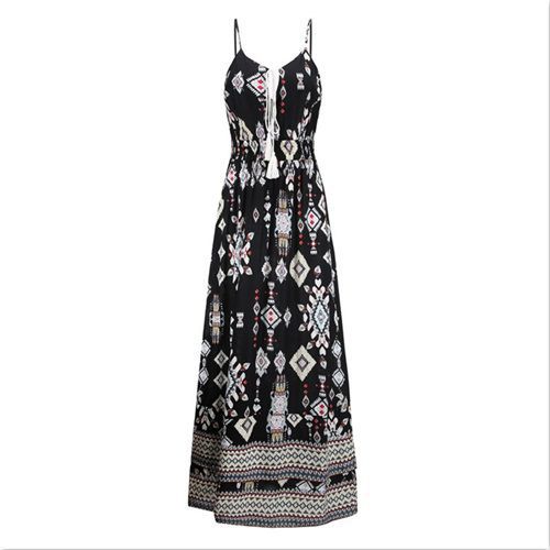 Printed High Waist Holiday Women's Dresses