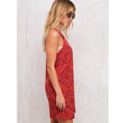 Fashion Totem Plaid Shoulder Lace-up Halter Pencil Hot Holiday Women's Dresses