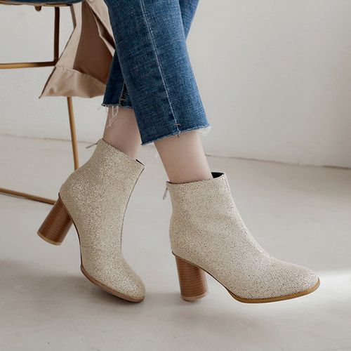 Women Zip High Heels Short Boots