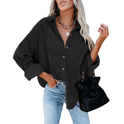 Womens Oversize Long Seelved Blouse Shirt