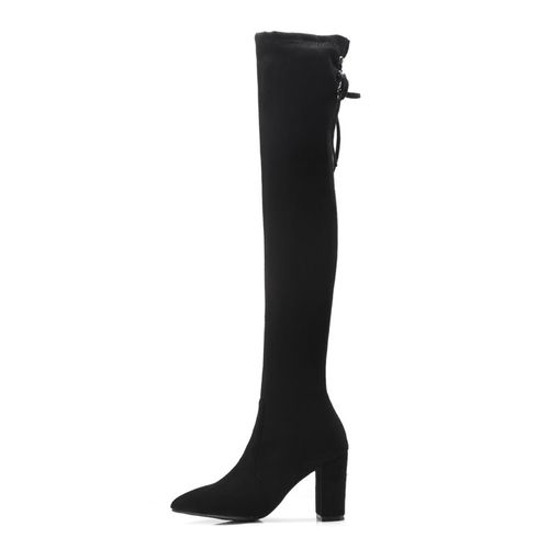 Women Velvet High Heel Tall Boots