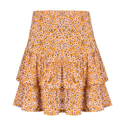 Holiday High Waist Printed Flounce A-line Women Skirts