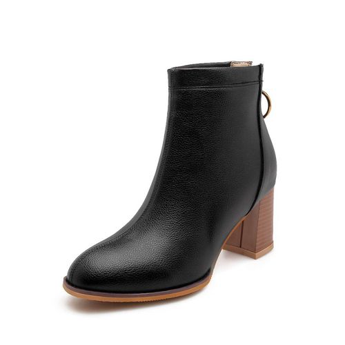 Round Toe Zip Women's High Heeled Ankle Boots