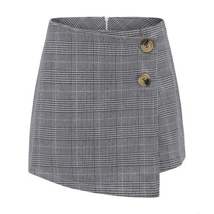 High Waist Plaid Daily Short Loose Women Skirts