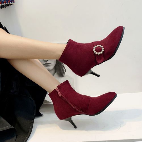 Women Rhinestone High Heels Ankle Boots