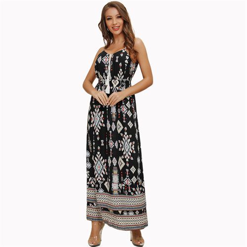 Printed High Waist Holiday Women's Dresses