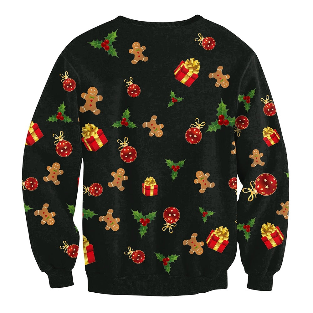 Round Collar Christmas Tree Printed Women Long Sleeved Sweatshirt 3207