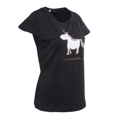 Unicorn Animal Pattern Print Top Round Collar Short-sleeved Women T Shirts