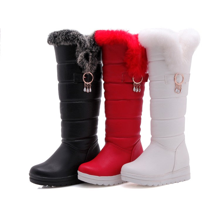 Warm Fur Snow Boots Women Platform Knee High Boots 4885
