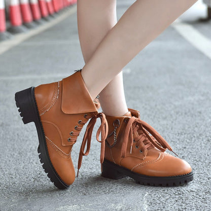 Women's Lace Up Chains Short Boots