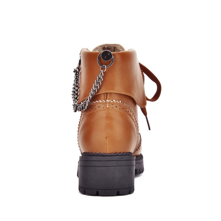 Women's Lace Up Chains Short Boots