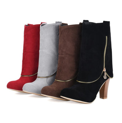 Women's Zipper High Heels Boots